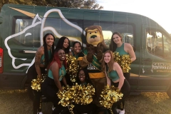 Saint Leo's dance team and Fritz are ready for the Ocala parade