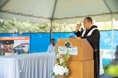 Abbot Isaac Camacho, OSB, blessing the construction of Saint Leo University's coffeehouse_edited