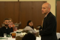 Dr. Thomas Humphries, associate professor of religion and theology, speaks at the banquet